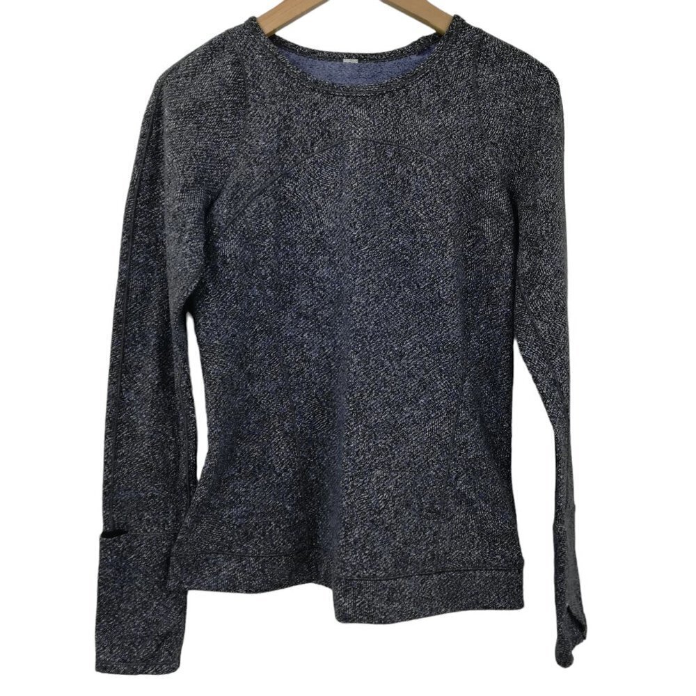 Lululemon Cypress Kiss Long Sleeve Size 10 Fusion Jacquard Black Violet Viola